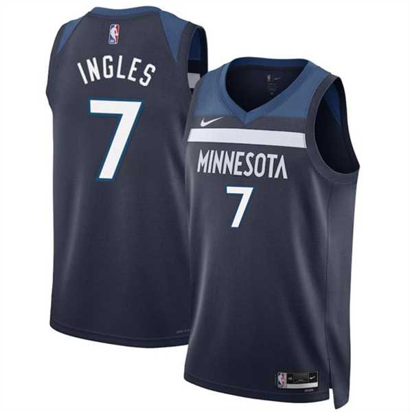 Mens Minnesota Timberwolves #7 Joe Ingles 2024 Icon Edition navy 75th Anniversary Swingman Stitched Jersey Dzhi->minnesota timberwolves->NBA Jersey